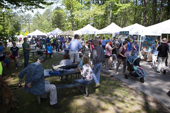 Crowd in vendors area at Spring Daze