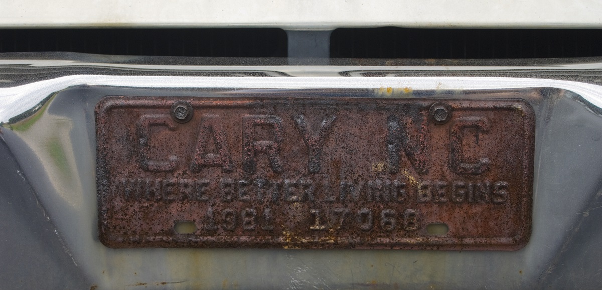 Antique cary license plate