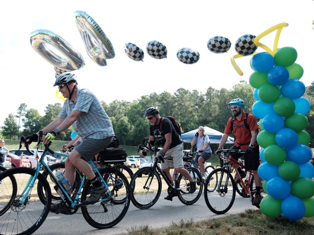 Bike ride starting line