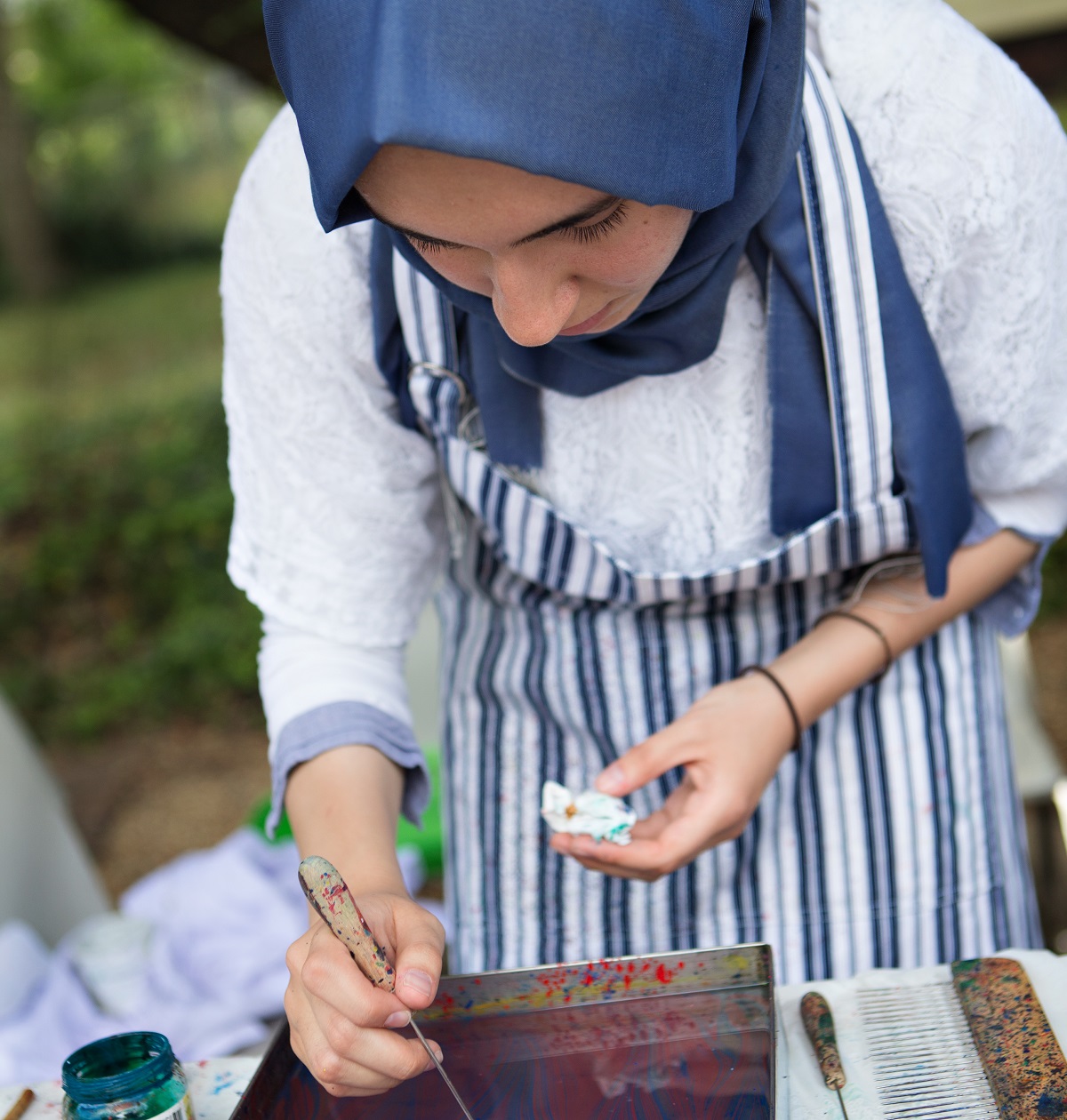 Painter making piece of art