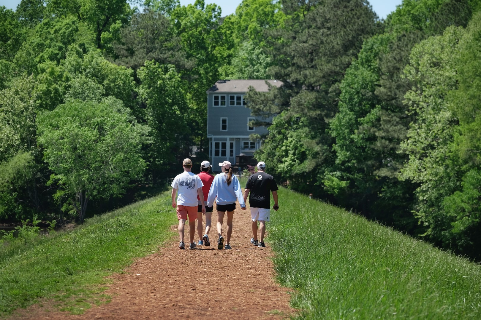 Group walking on trail