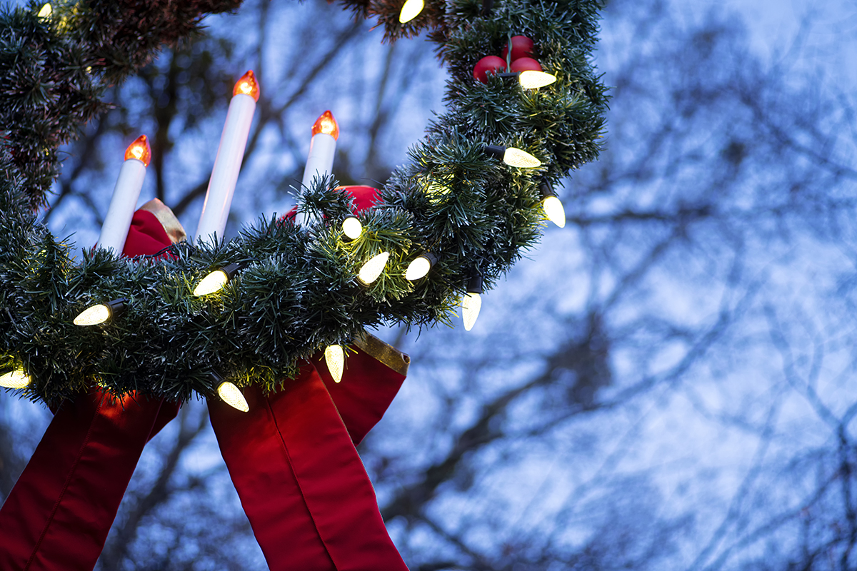 Christmas wreath with lights