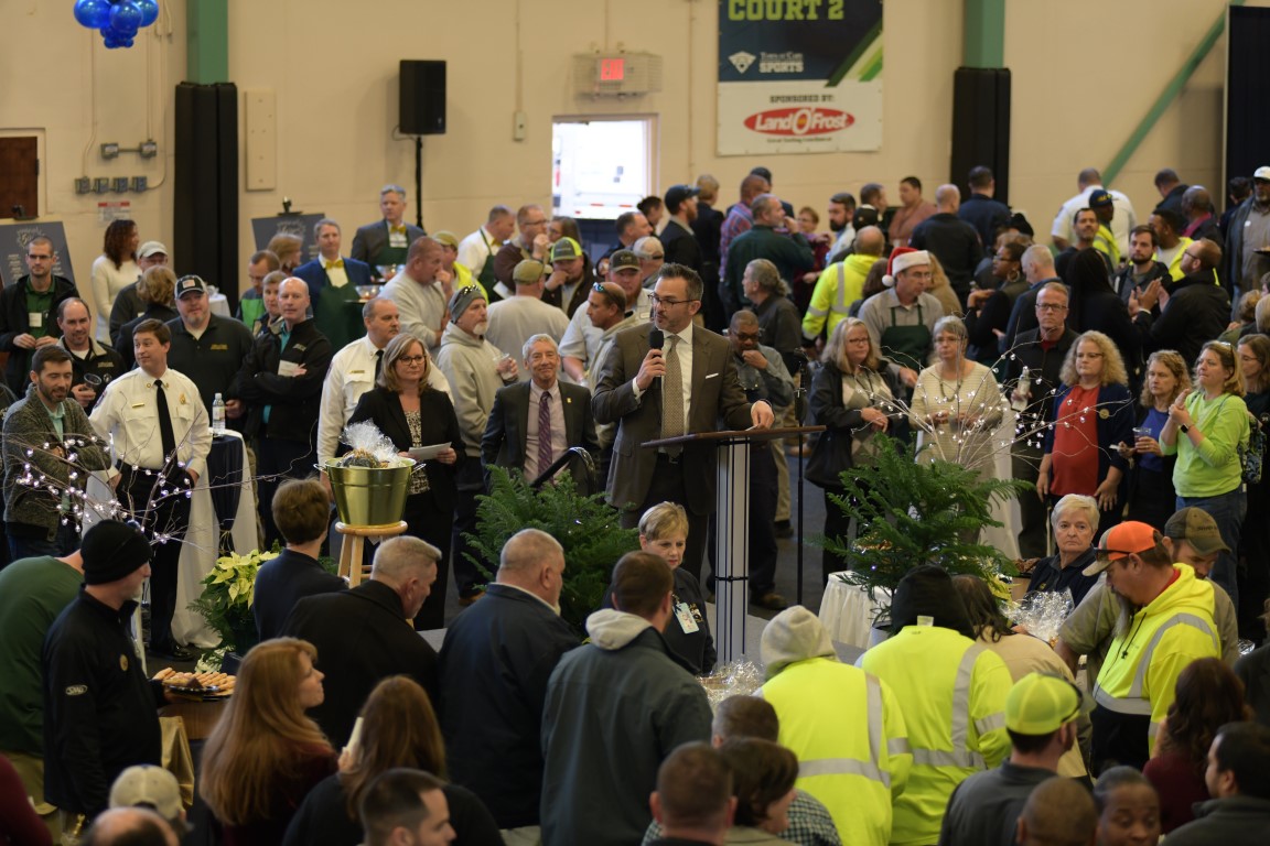 Town Manager speaks to employees at Celebrate the Best reception