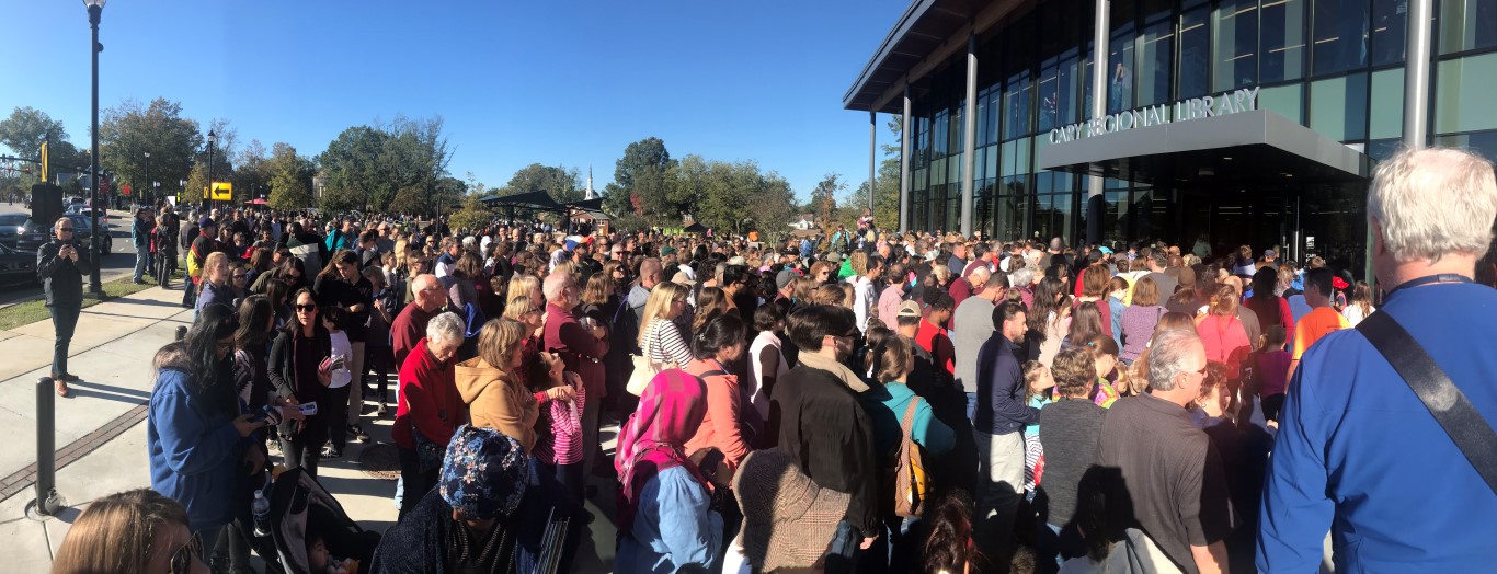 Crowd at Cary Regional Library grand opening