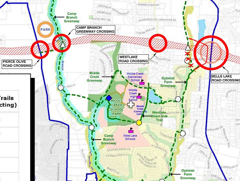 Triangle Expressway Greenway map - option 1