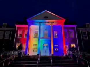 CAC light up with pride rainbow