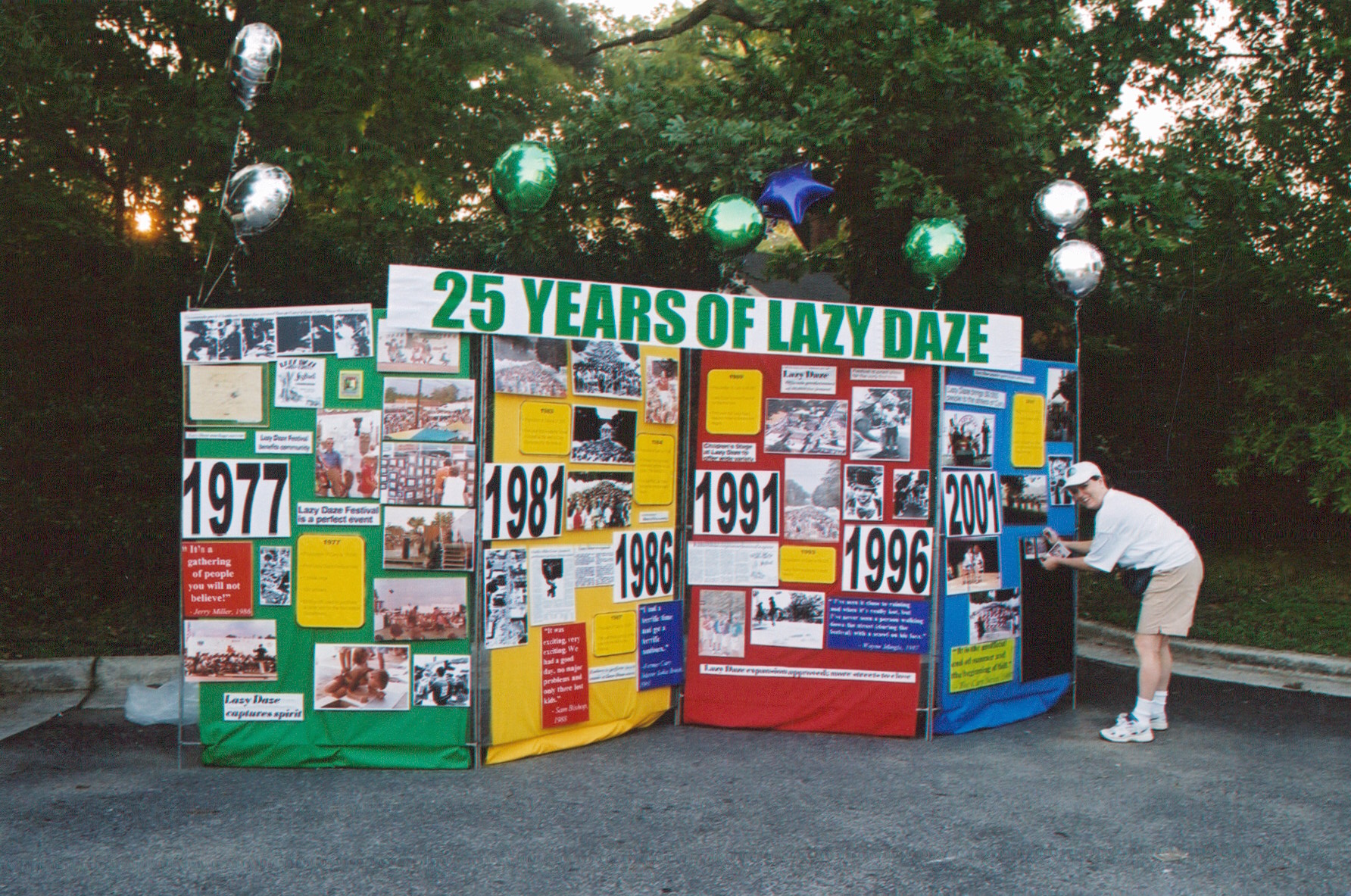 A 25 Years of Lazy Daze History Timeline Display