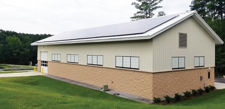 Solar panels on building