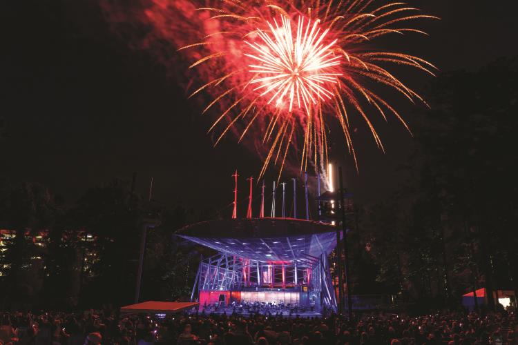 Fireworks above Koka Booth Amphitheatre