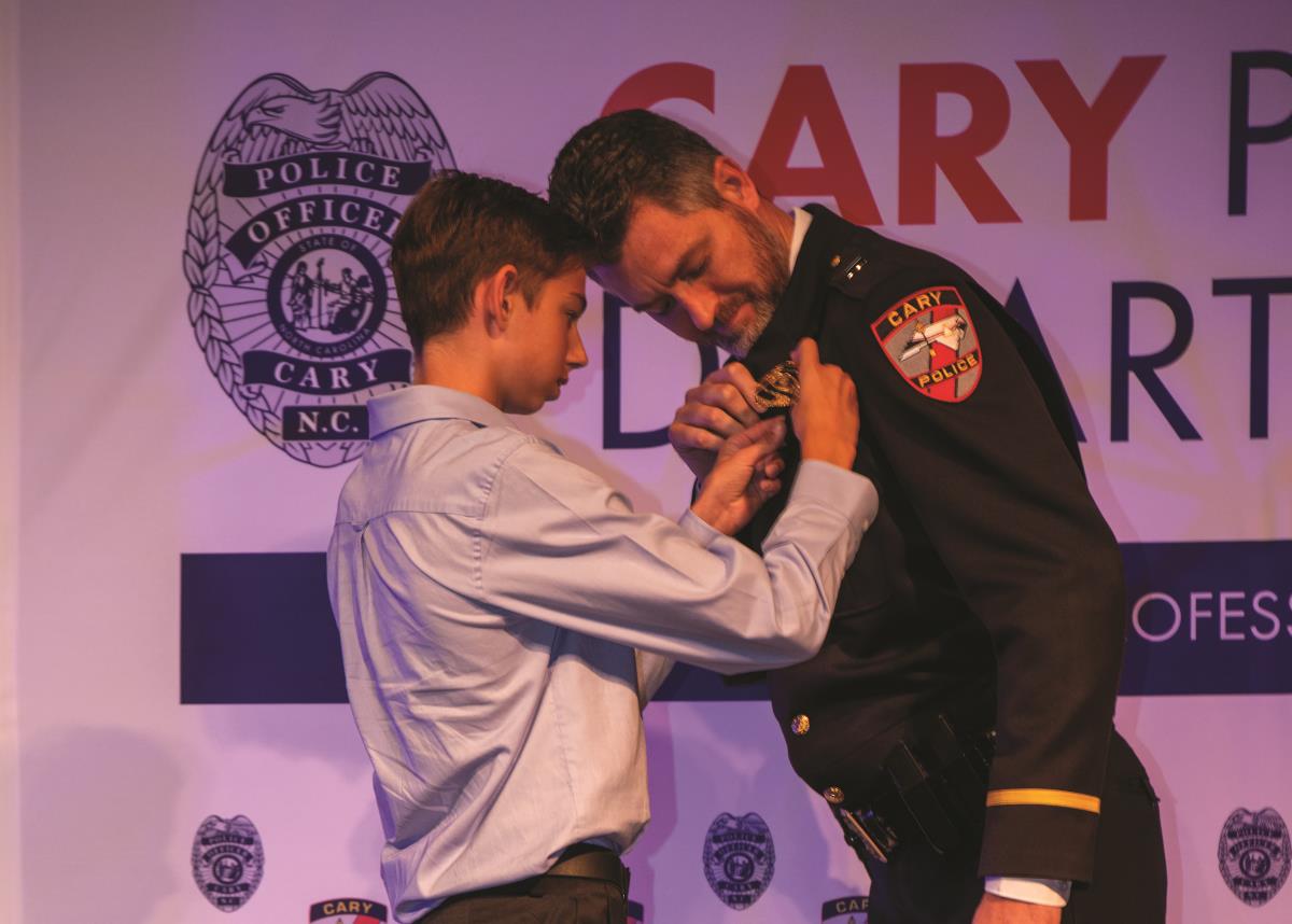 Officer getting pin