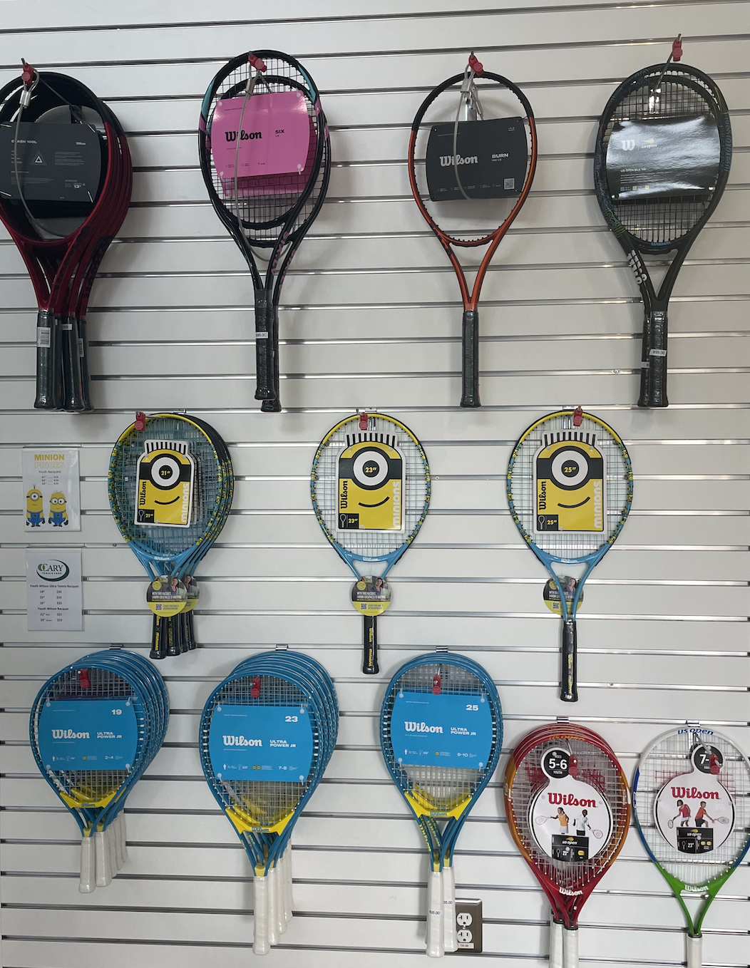 Racquets for sale at CTP