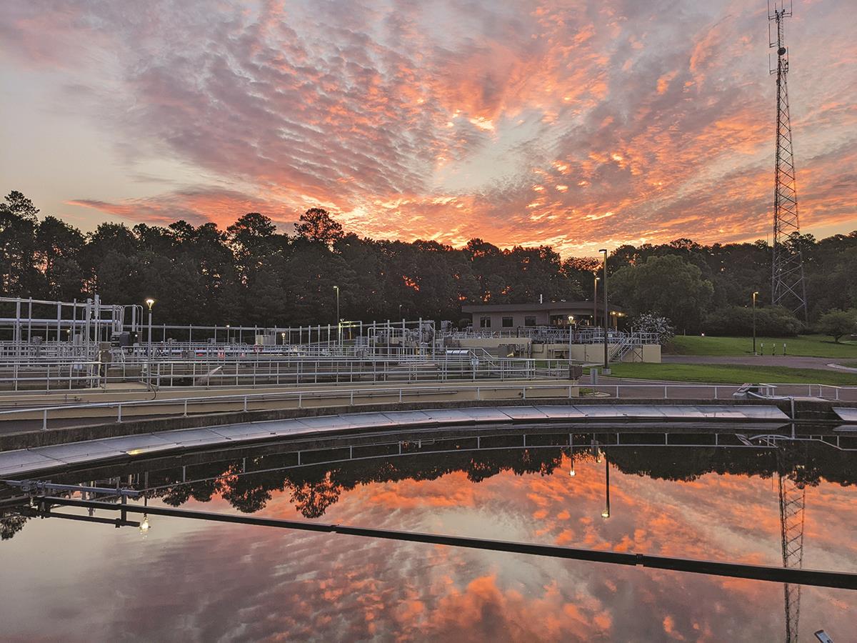 sunset over north cary water reclamation facility