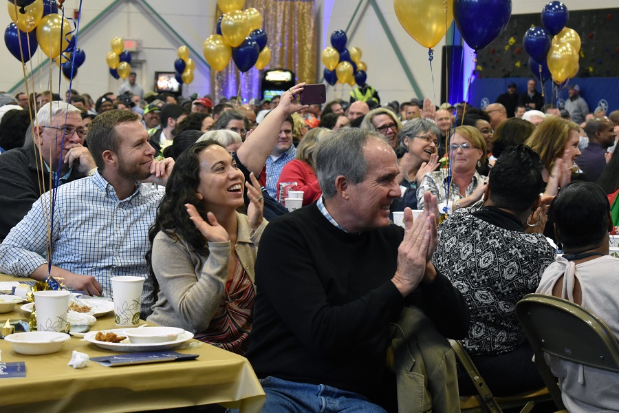 Employees at annual holiday luncheon