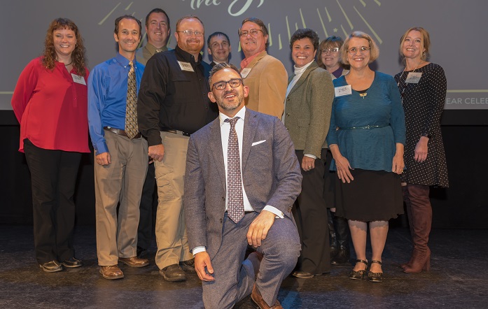 Town Manager Sean Stegall with Employee of the Year nominees