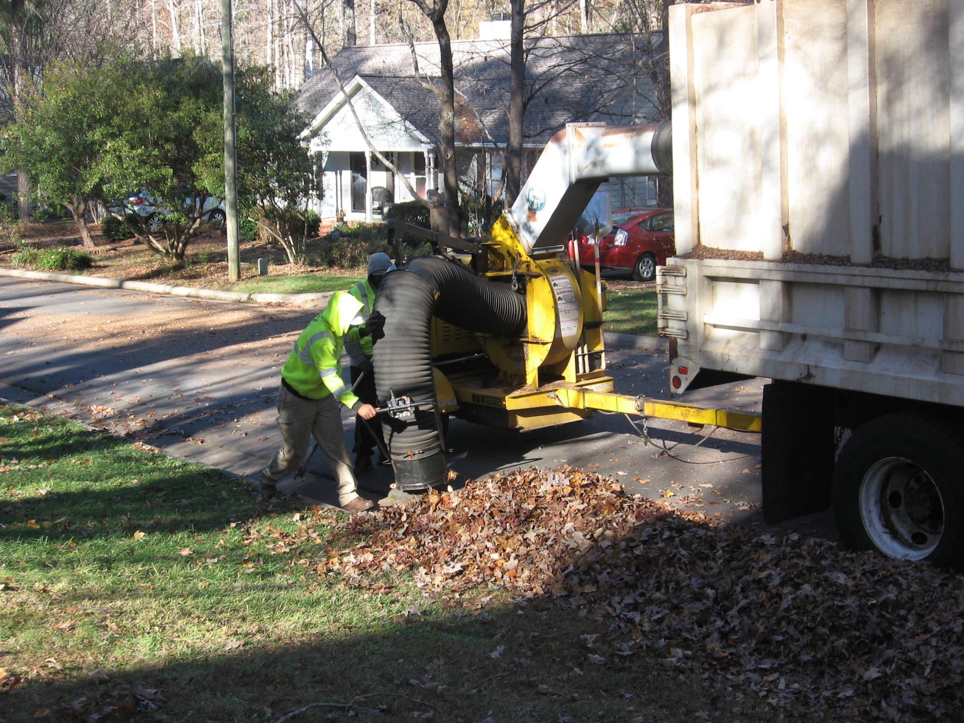 Truck sucking leaves